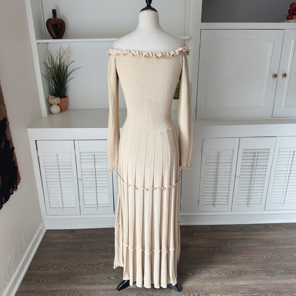 Altuzarra Alisha Off-the-Shoulder Pleated Knit Midi Dress Size XL - Picture 6 of 11